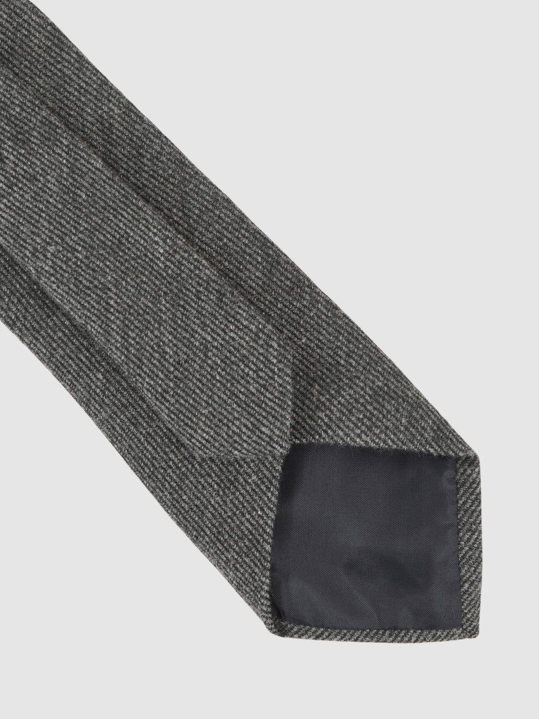 Wool-Silk Textured Tie in Charcoal | Reiss Men Signature