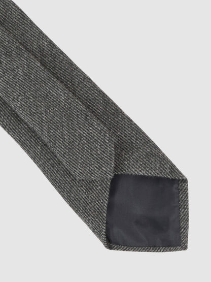 Wool-Silk Textured Tie in Charcoal | Reiss Men Signature
