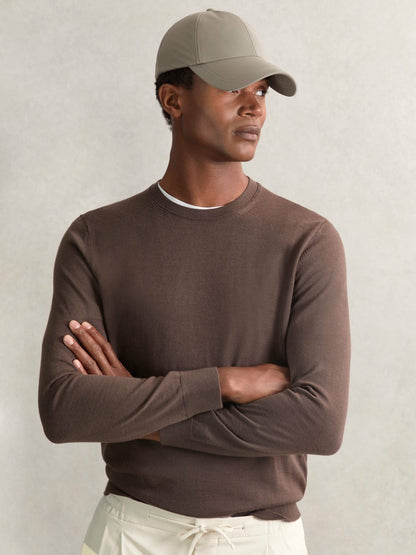 Embroidered Logo Tech Baseball Cap in Mushroom Brown | Reiss Men Trending
