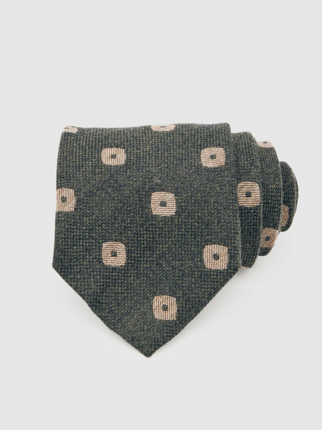 Silk-Wool Square-Medallion Tie in Forest Green | Reiss Men Trending