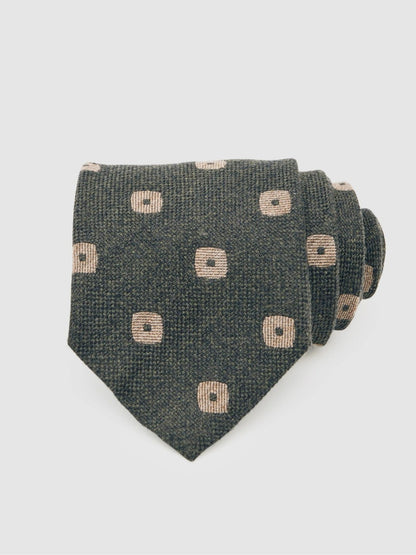 Silk-Wool Square-Medallion Tie in Forest Green | Reiss Men Trending