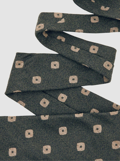 Silk-Wool Square-Medallion Tie in Forest Green | Reiss Men Trending