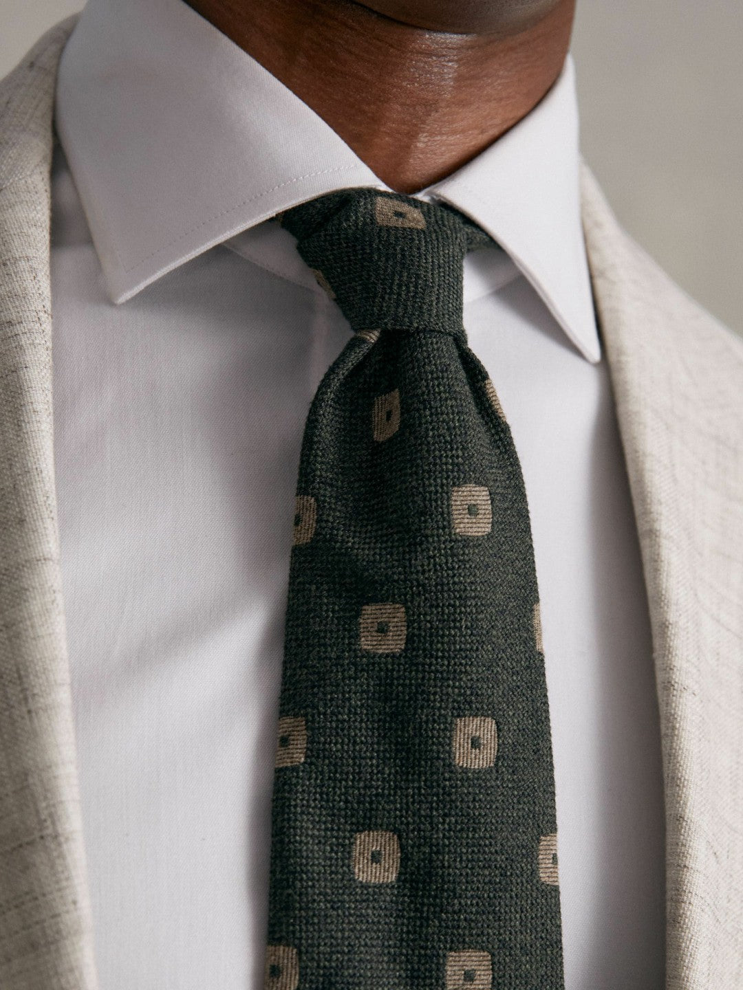 Silk-Wool Square-Medallion Tie in Forest Green | Reiss Men Trending