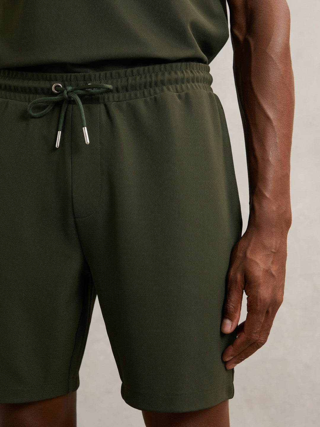 Textured Drawstring Shorts in Green | Reiss Men Trending