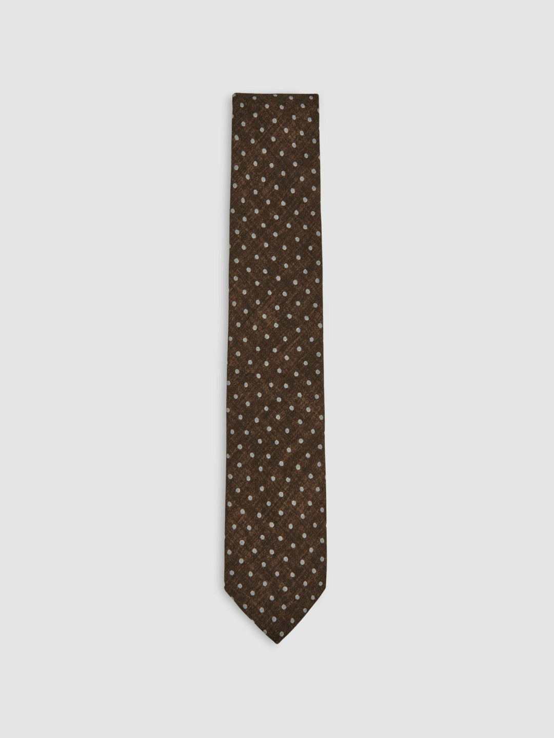 Wool-Cotton Polka-Dot Tie in Chocolate Brown | Reiss Men Featured