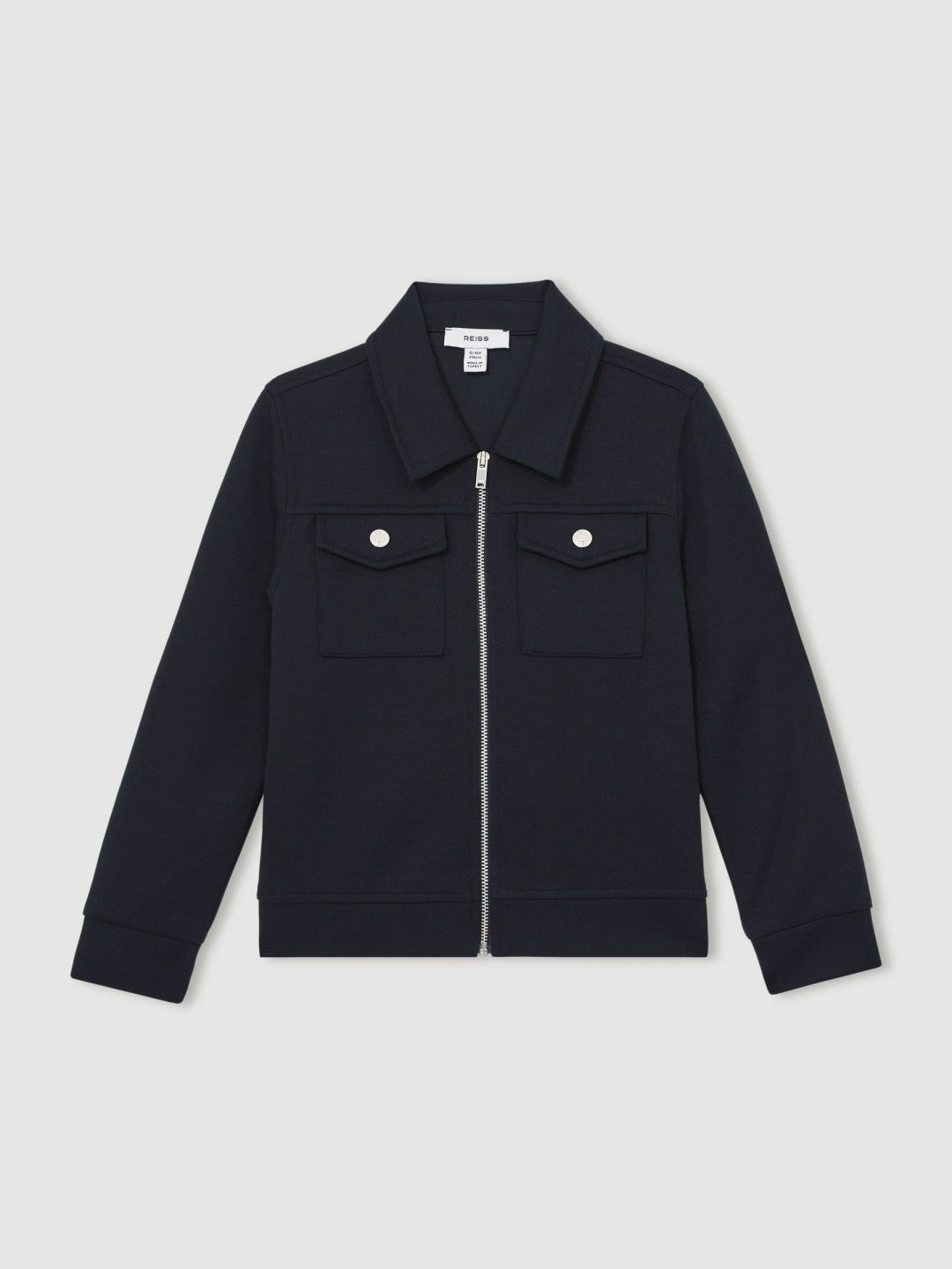 9-13 yrs Interlock Zip Through Overshirt in Navy Blue | Reiss Children & Baby Exclusive