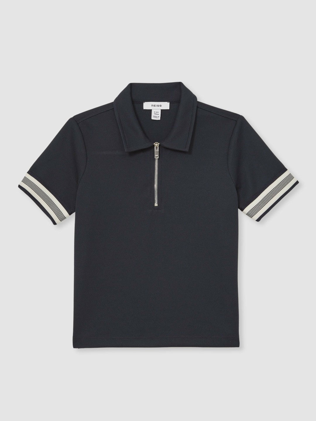3-9 yrs Textured Half Zip Polo Shirt in Navy Blue | Reiss Children & Baby New