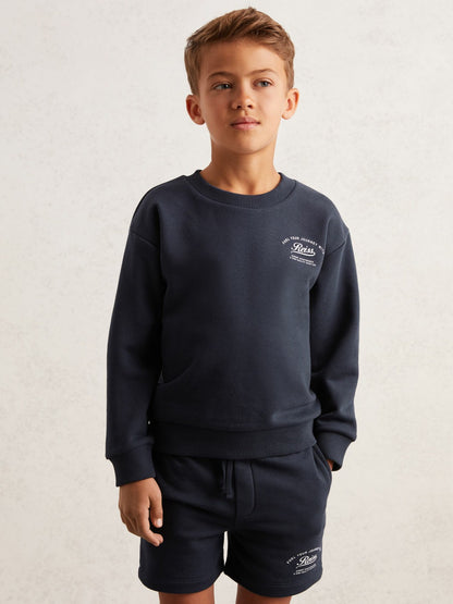 13-14 yrs Cotton Blend Motor Cars Sweatshirt in Washed Blue | Reiss Children & Baby Trending