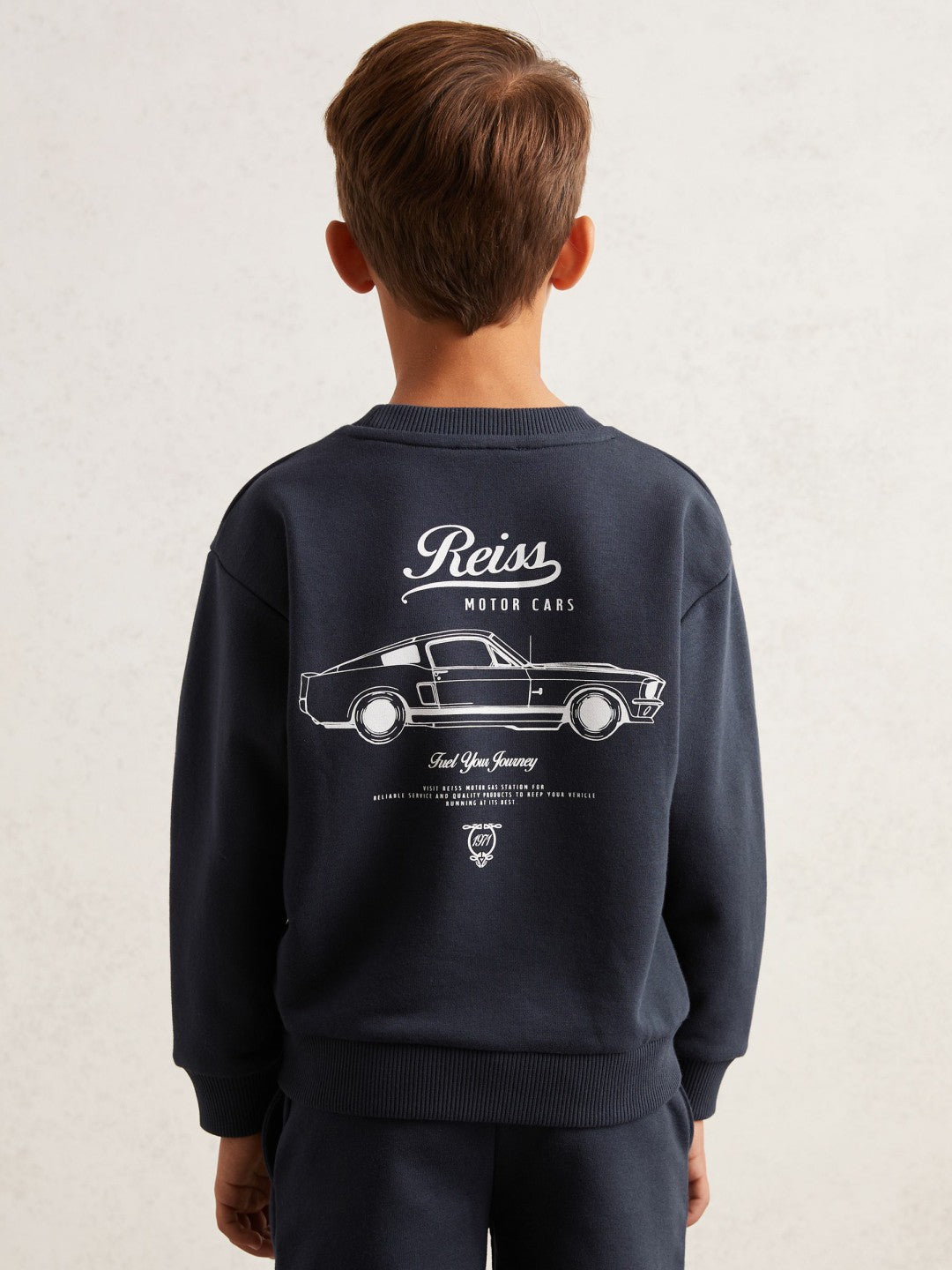 13-14 yrs Cotton Blend Motor Cars Sweatshirt in Washed Blue | Reiss Children & Baby Trending