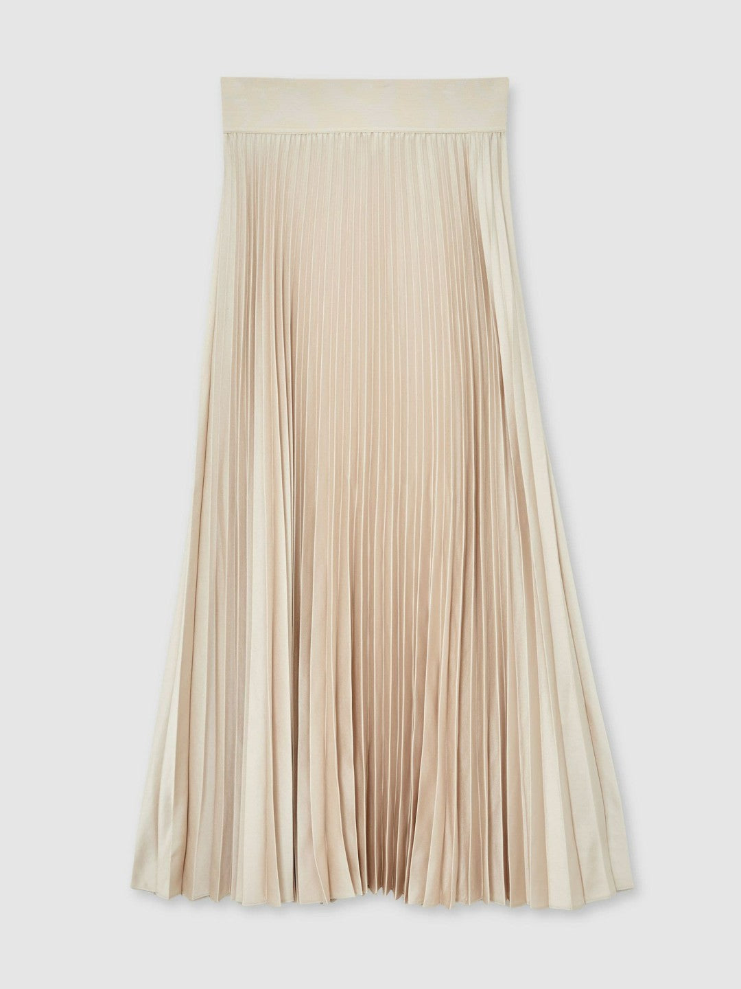 Pleated Midi Skirt in Champagne Neutral | Reiss Women Exclusive