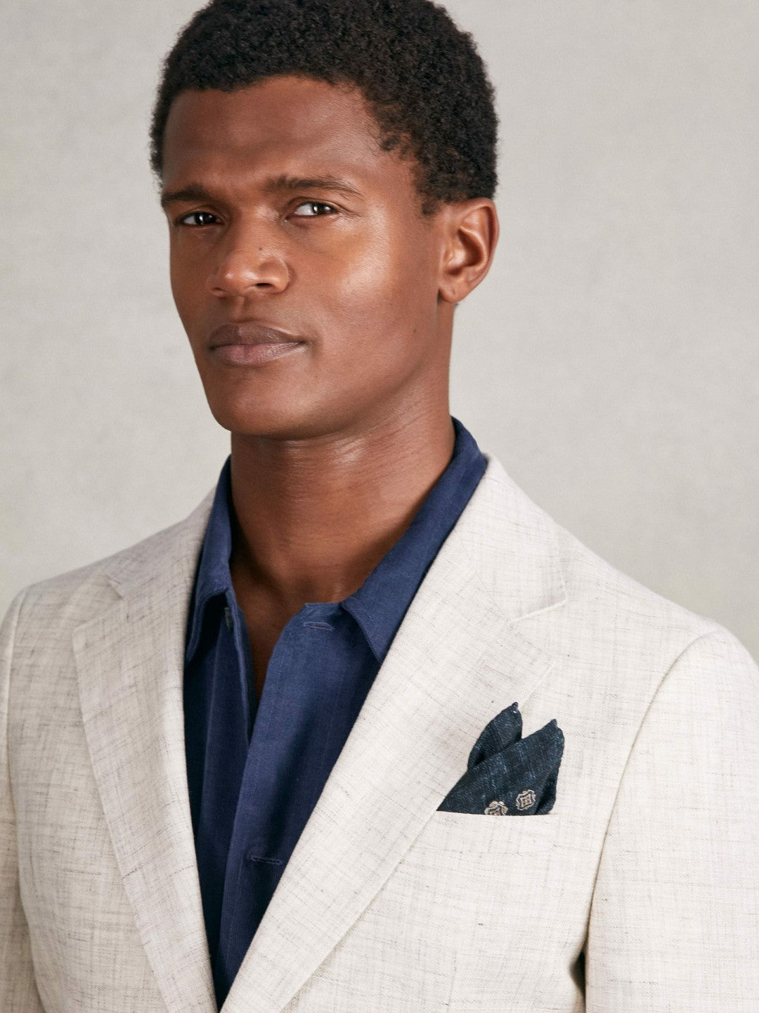Silk Medallion Print Pocket Square in Indigo Melange | Reiss Men Trending