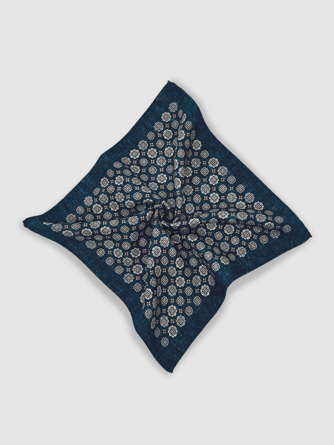 Silk Medallion Print Pocket Square in Indigo Melange | Reiss Men Trending