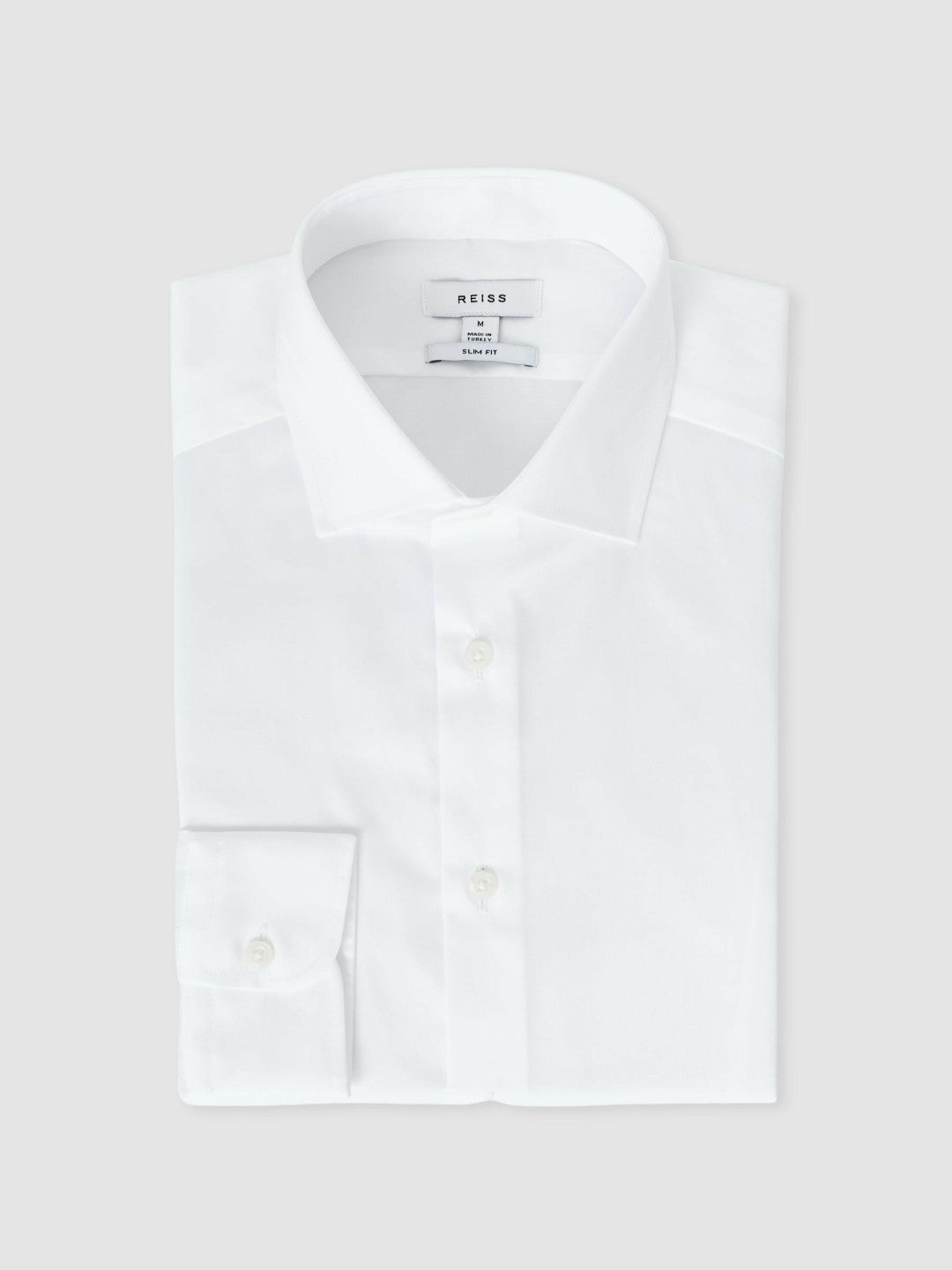 Slim Fit Cotton Sateen Shirt in White | Reiss Men Best Seller