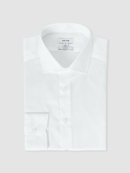 Slim Fit Cotton Sateen Shirt in White | Reiss Men Best Seller