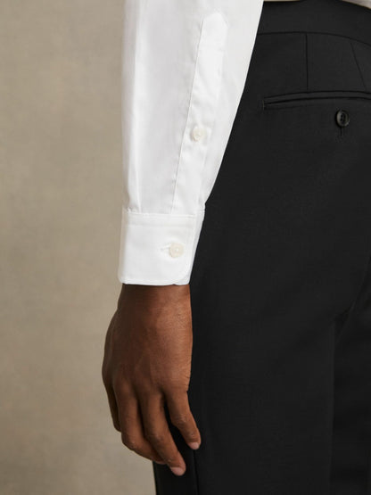 Slim Fit Cotton Sateen Shirt in White | Reiss Men Best Seller