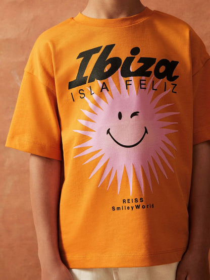 3-9 yrs SmileyWorld Sun Motif T-Shirt in Orange | Reiss Children & Baby Signature