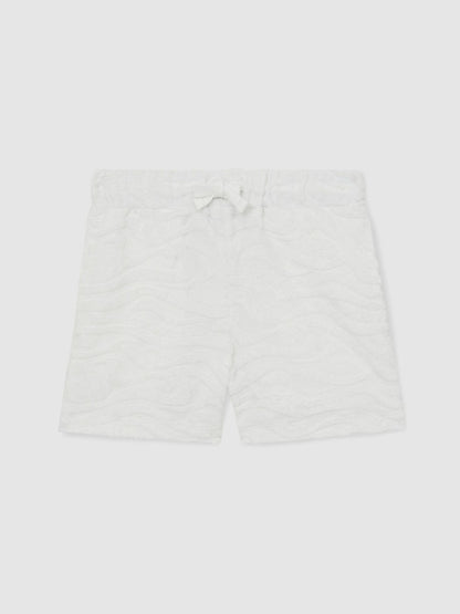 9-13 yrs SmileyWorld Wave Texture Shorts in White | Reiss Children & Baby Signature