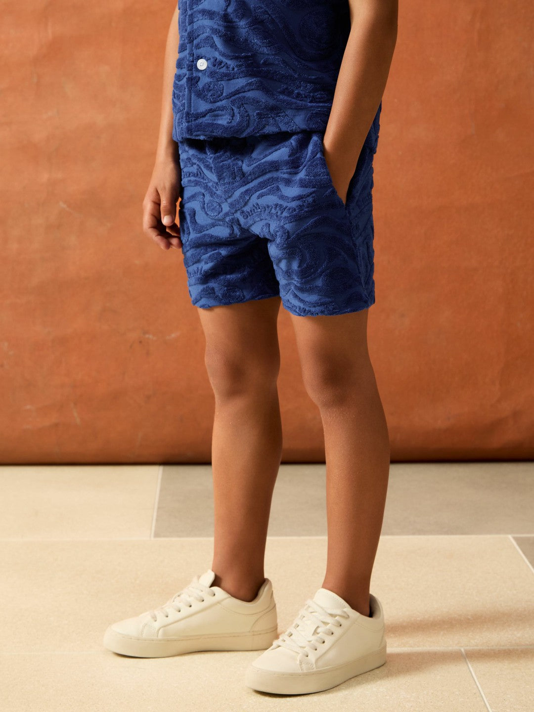 3-9 yrs SmileyWorld Wave Texture Shorts in Bright Blue | Reiss Children & Baby Premium