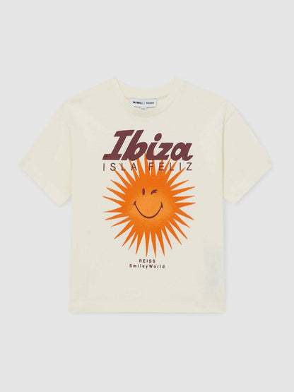 3-9 yrs SmileyWorld Sun Motif T-Shirt in Off White | Reiss Children & Baby Trending