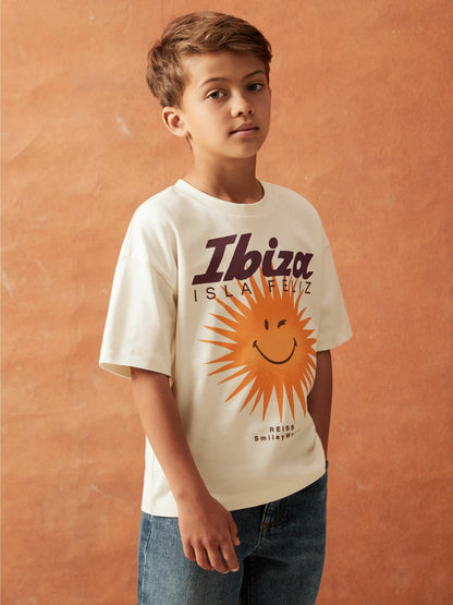 3-9 yrs SmileyWorld Sun Motif T-Shirt in Off White | Reiss Children & Baby Trending