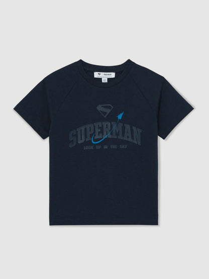 3-9 yrs Superman Raglan Logo T-Shirt in Navy Blue | Reiss Children & Baby Popular