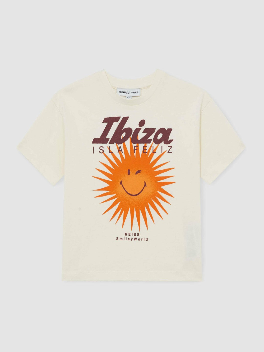 9-13 yrs SmileyWorld Sun Motif T-Shirt in Off White | Reiss Children & Baby Recommended