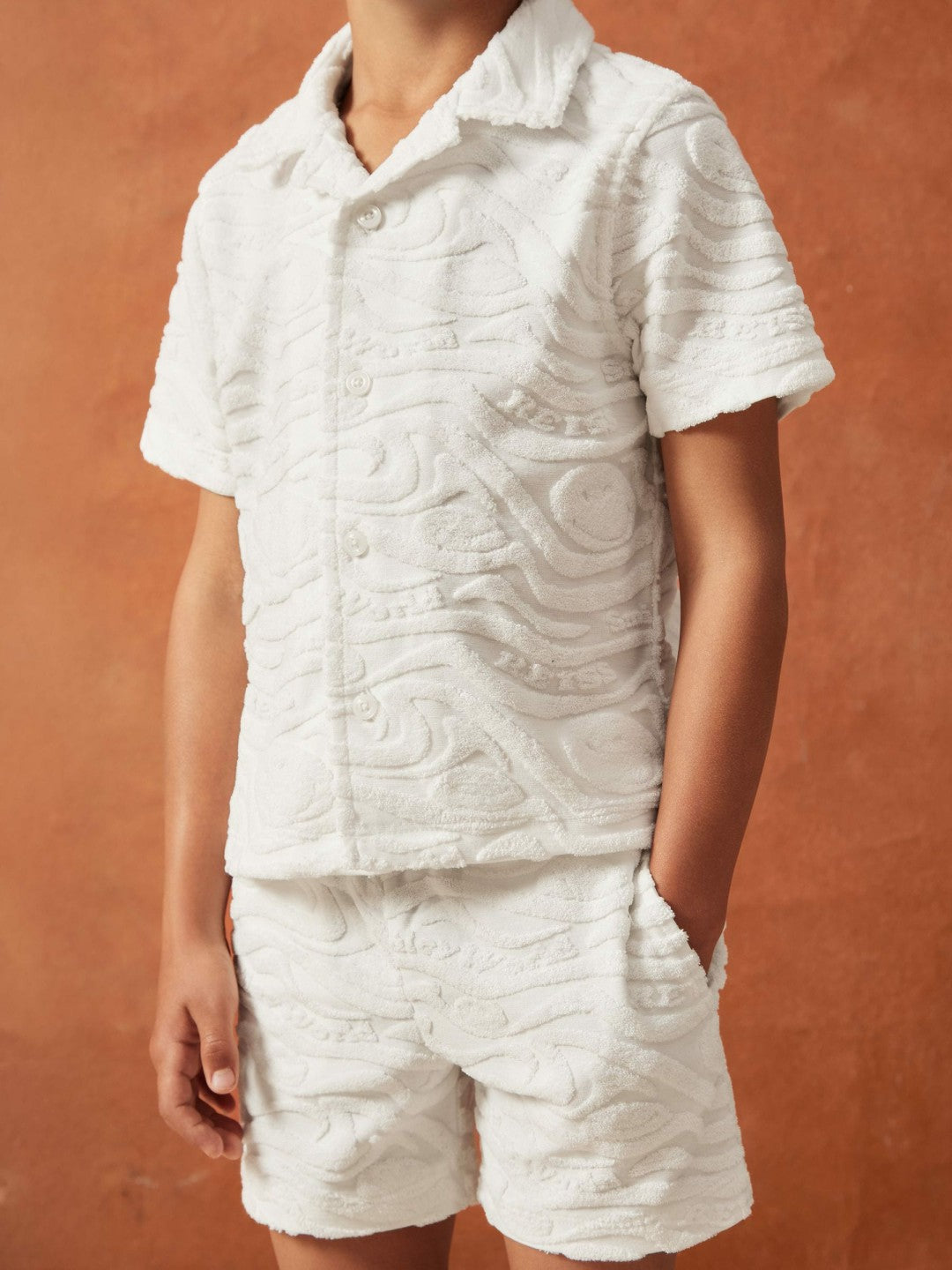 9-13 yrs SmileyWorld Wave Texture Shirt in White | Reiss Children & Baby Popular