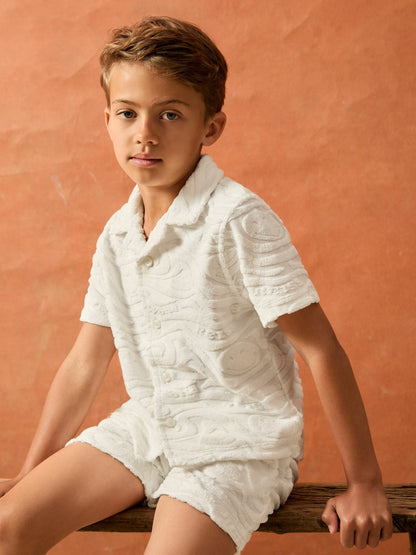 9-13 yrs SmileyWorld Wave Texture Shirt in White | Reiss Children & Baby Popular