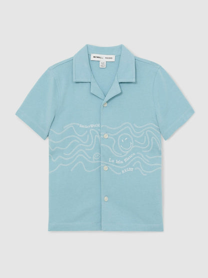 3-9 yrs SmileyWorld Embroidered Shirt in Sky Blue | Reiss Children & Baby Trending