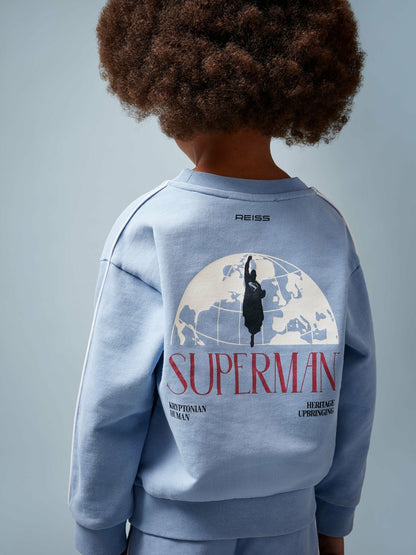 13-14 yrs Superman Logo Print Sweatshirt in Light Blue | Reiss Children & Baby Signature