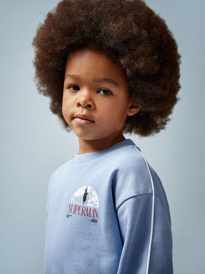 13-14 yrs Superman Logo Print Sweatshirt in Light Blue | Reiss Children & Baby Signature