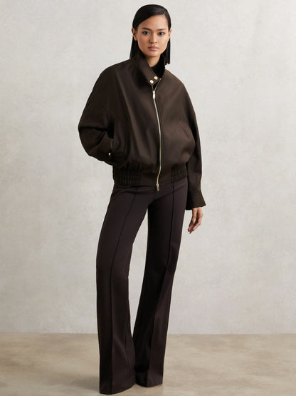 Wool Bomber Jacket in Chocolate Brown | Reiss Women Best Seller