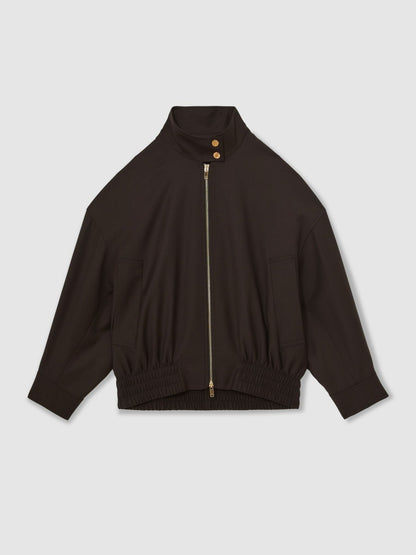 Wool Bomber Jacket in Chocolate Brown | Reiss Women Best Seller