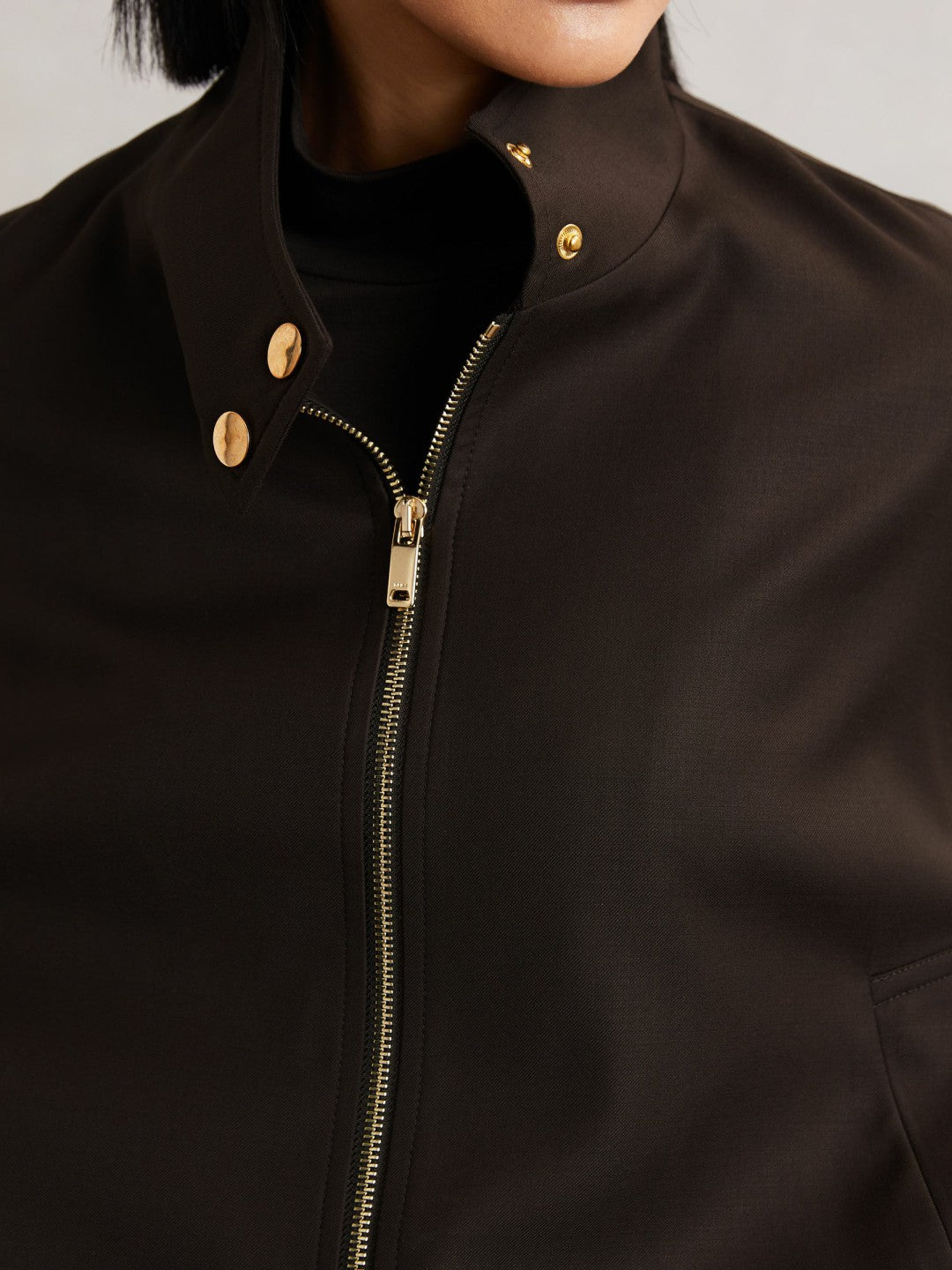 Wool Bomber Jacket in Chocolate Brown | Reiss Women Best Seller