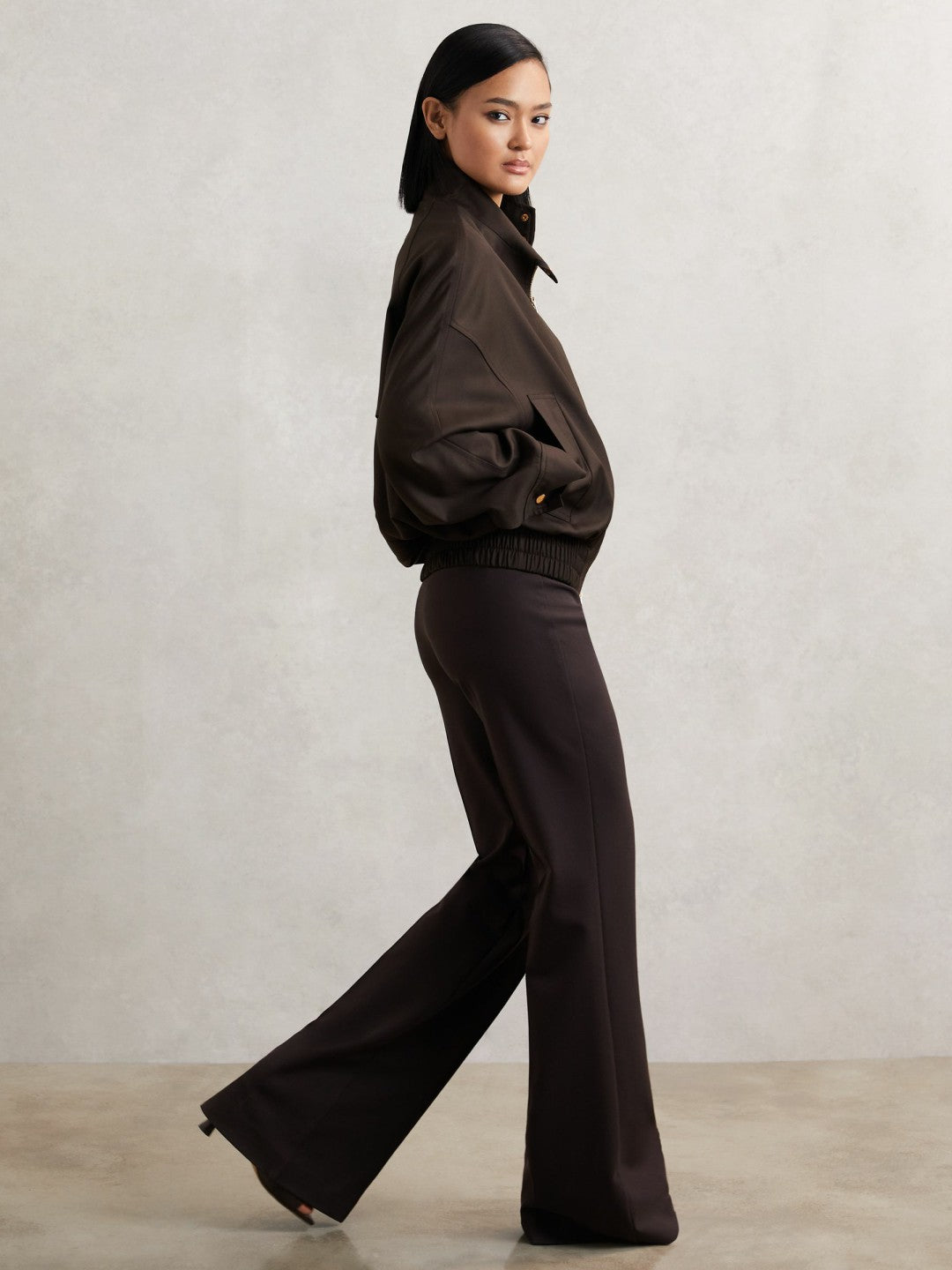 Wool Bomber Jacket in Chocolate Brown | Reiss Women Best Seller