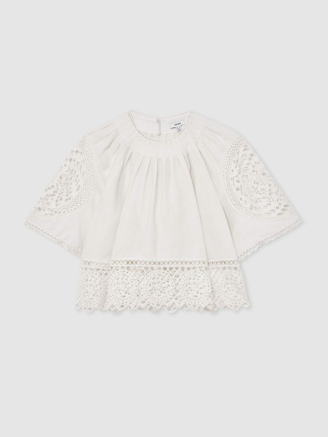 Linen Embroidered Swing Top in Ivory | Reiss Women Popular