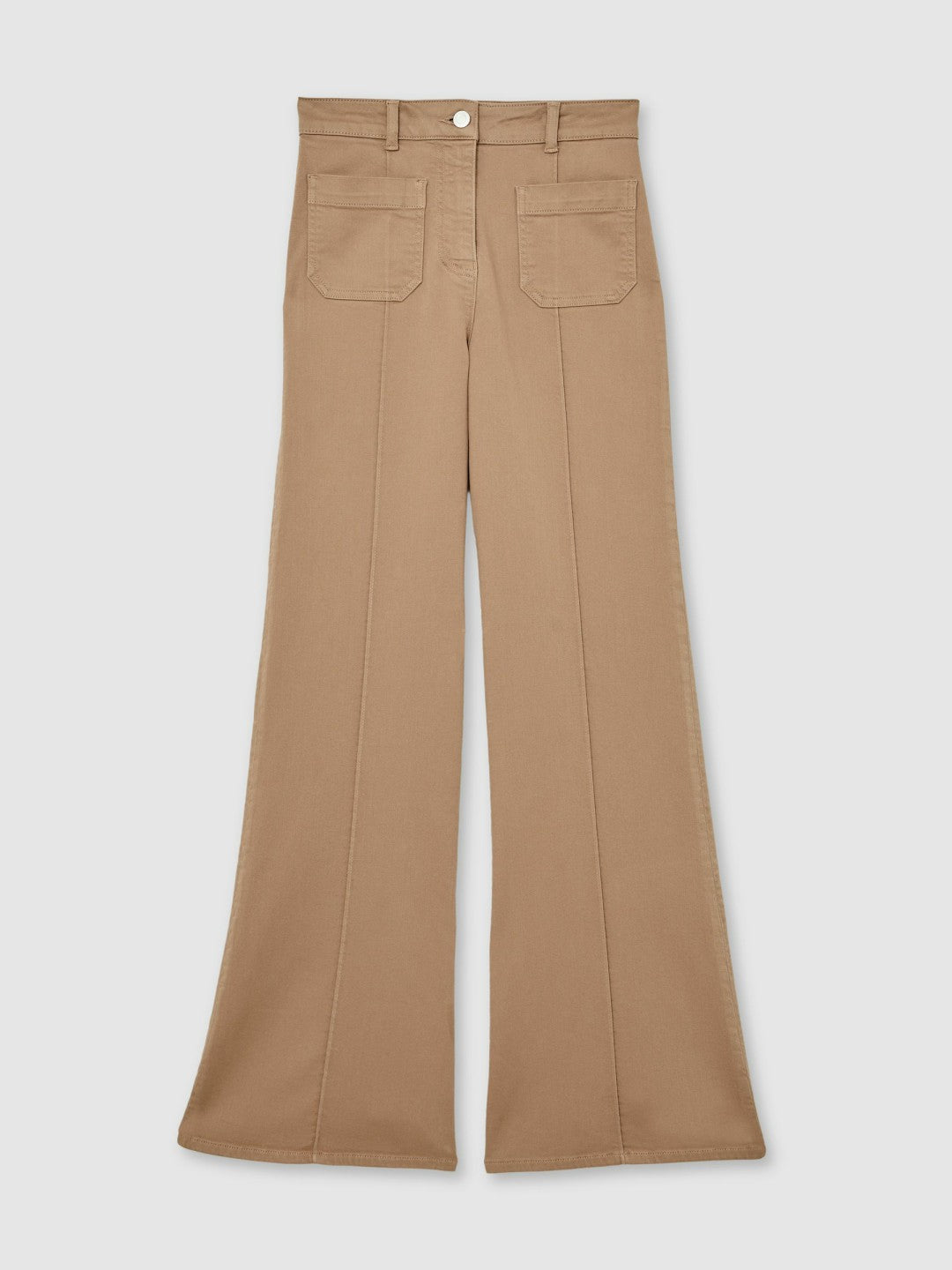 Petite Patch-Pocket Flared Jeans in Taupe Neutral | Reiss Women Premium