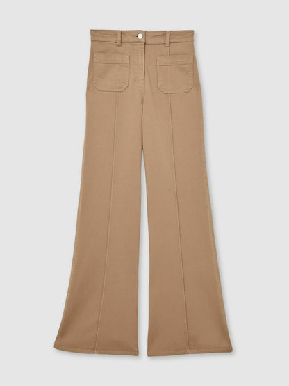 Petite Patch-Pocket Flared Jeans in Taupe Neutral | Reiss Women Premium