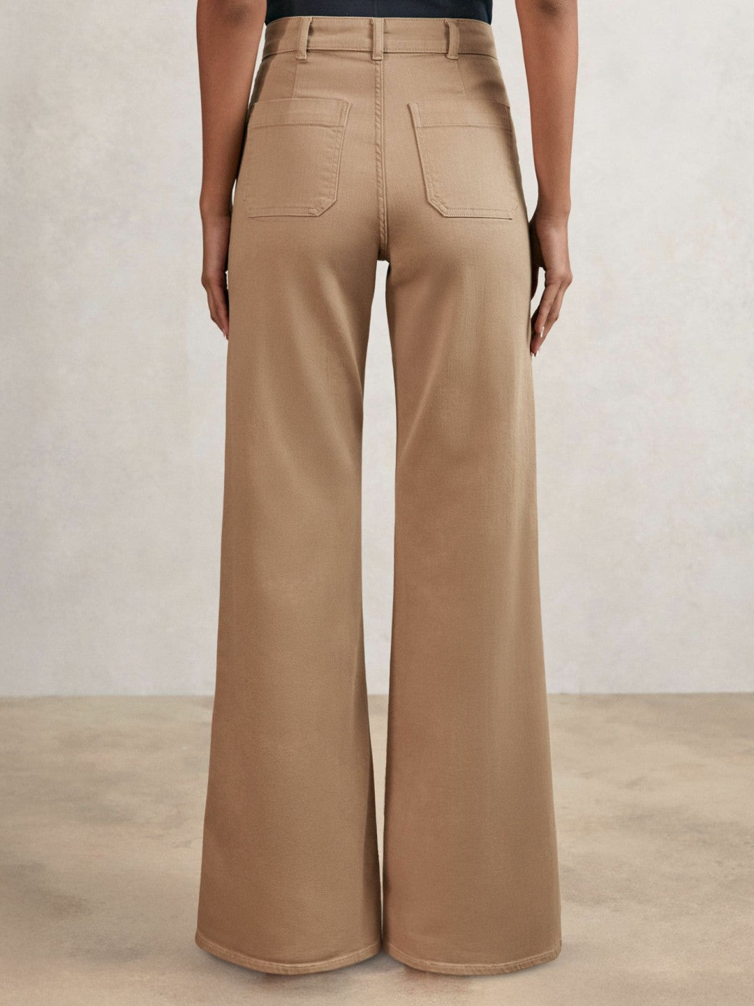 Petite Patch-Pocket Flared Jeans in Taupe Neutral | Reiss Women Premium