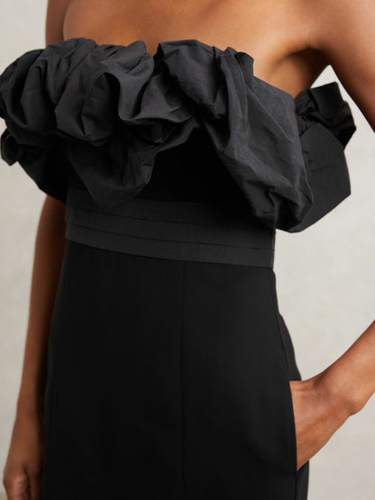 Sculptural Strapless Mini Dress in Black | Reiss Women New