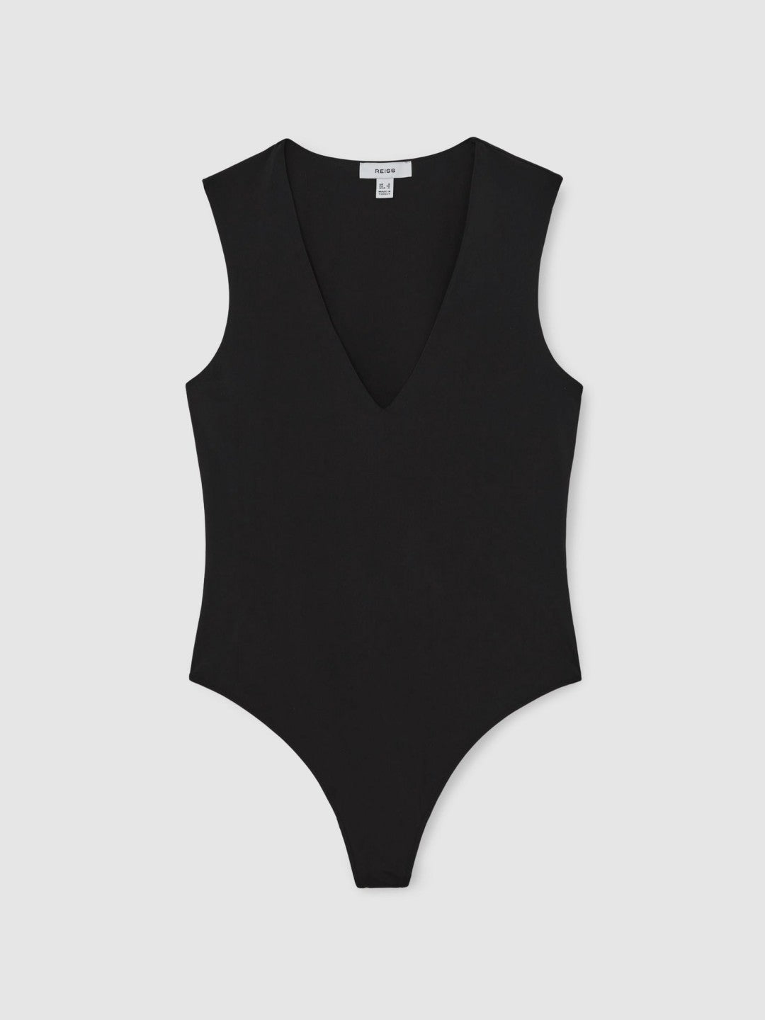 V-Neck Sleeveless Bodysuit in Black | Reiss Women Featured
