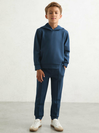Interlock Jersey Hoodie in Ocean Blue | Reiss Children & Baby Premium