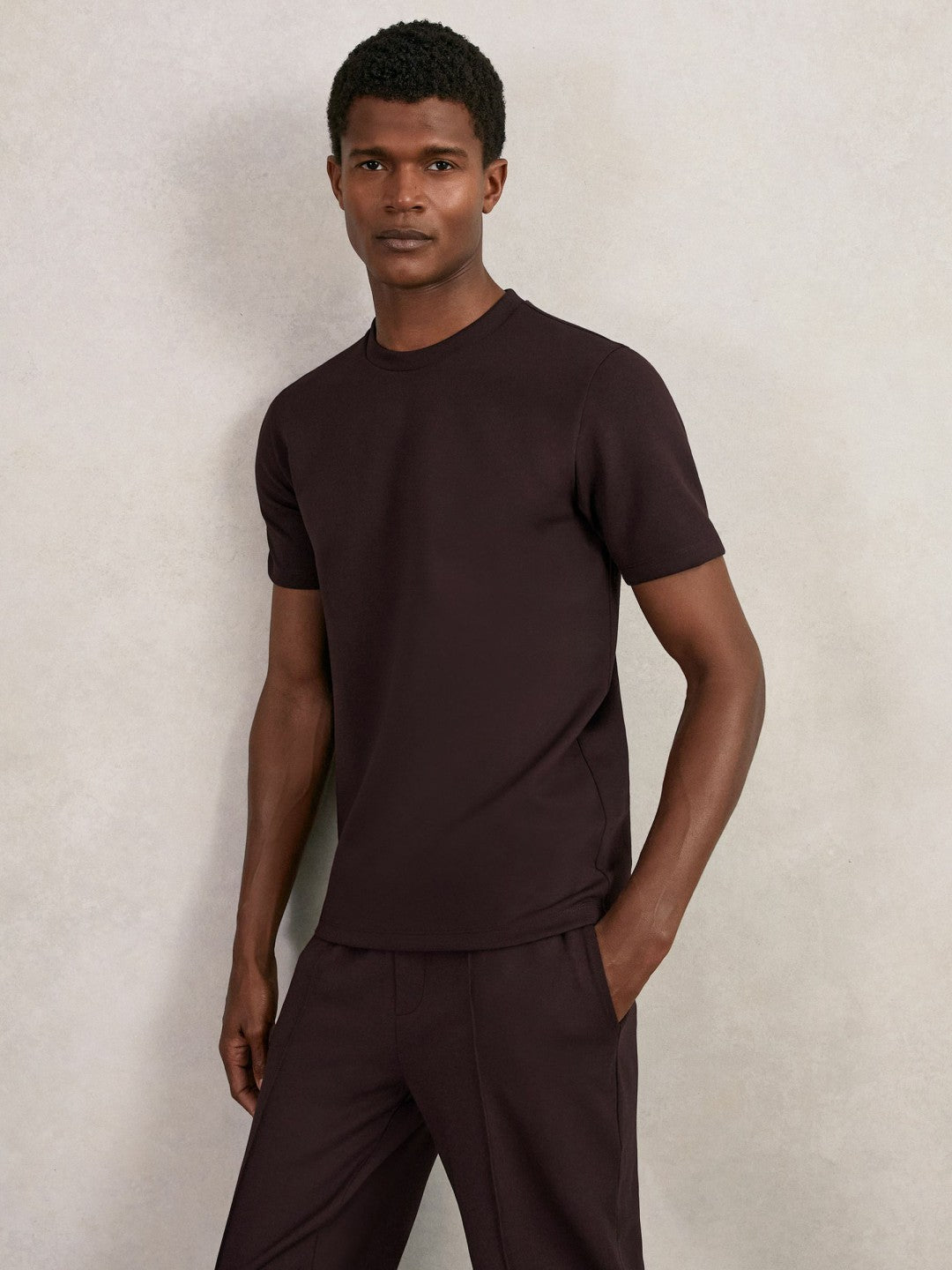 Interlock Jersey Crew Neck T-Shirt in Cherry Red | Reiss Men New