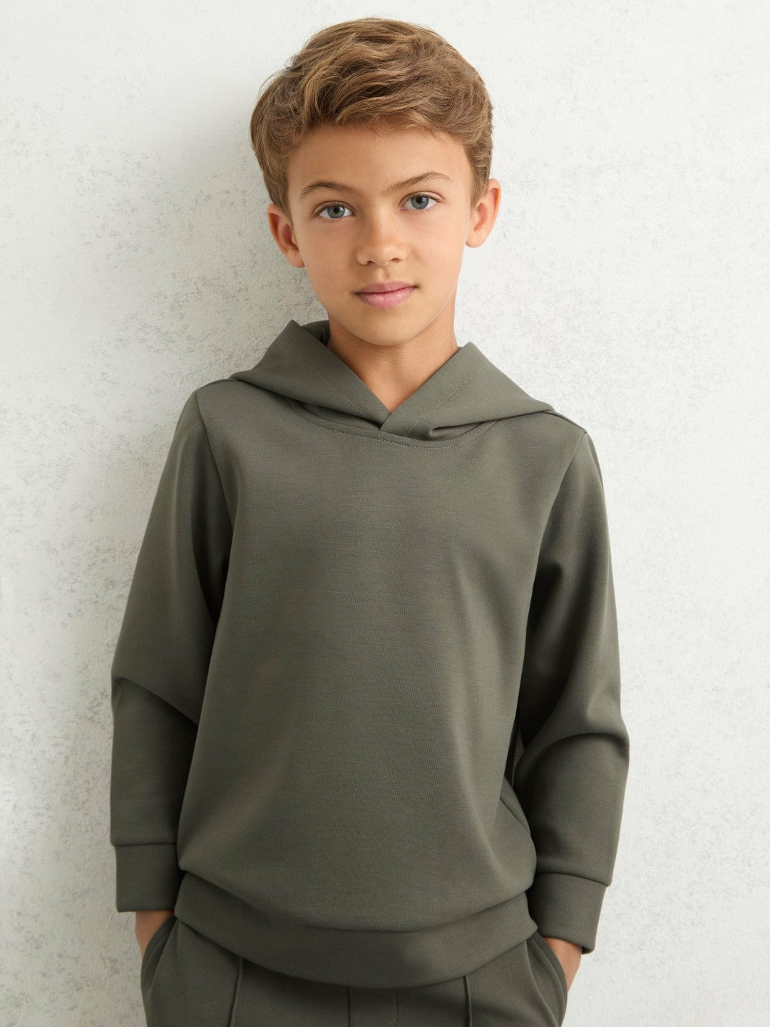 13-14 yrs Interlock Jersey Hoodie in Dark Sage | Reiss Children & Baby Trending