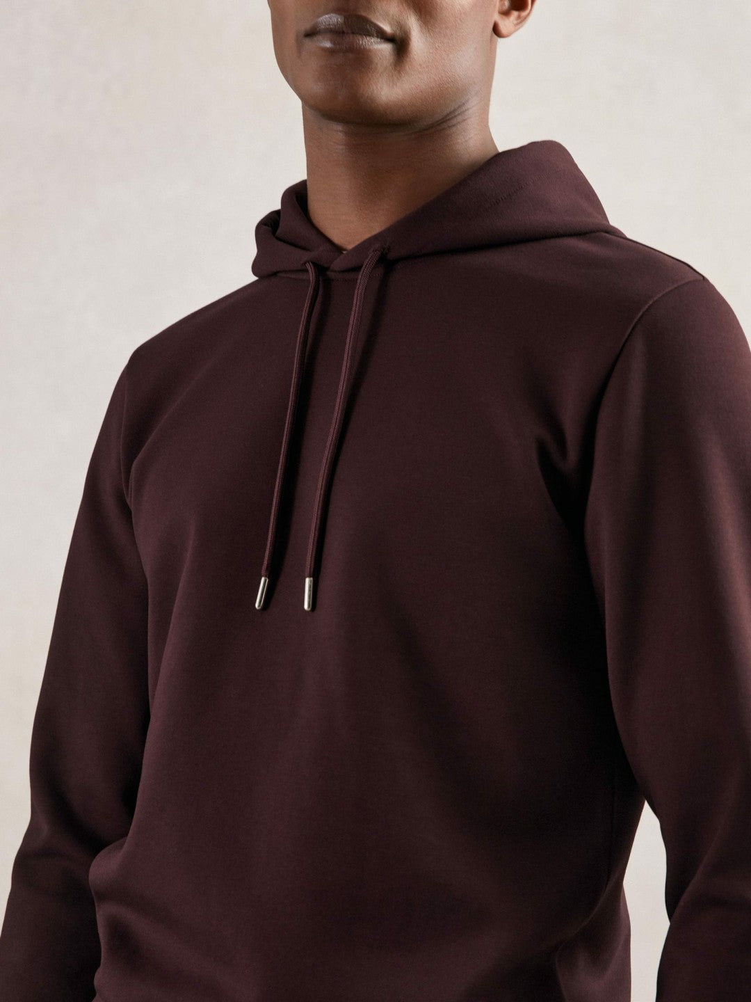 Interlock Jersey Drawstring Hoodie in Cherry Red | Reiss Men Exclusive