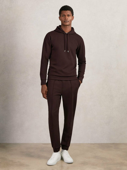 Interlock Jersey Drawstring Hoodie in Cherry Red | Reiss Men Exclusive