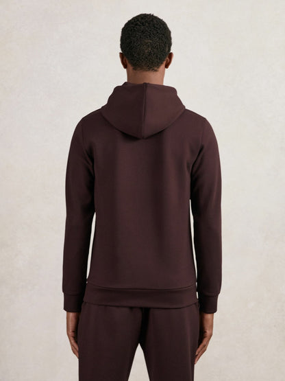 Interlock Jersey Drawstring Hoodie in Cherry Red | Reiss Men Exclusive