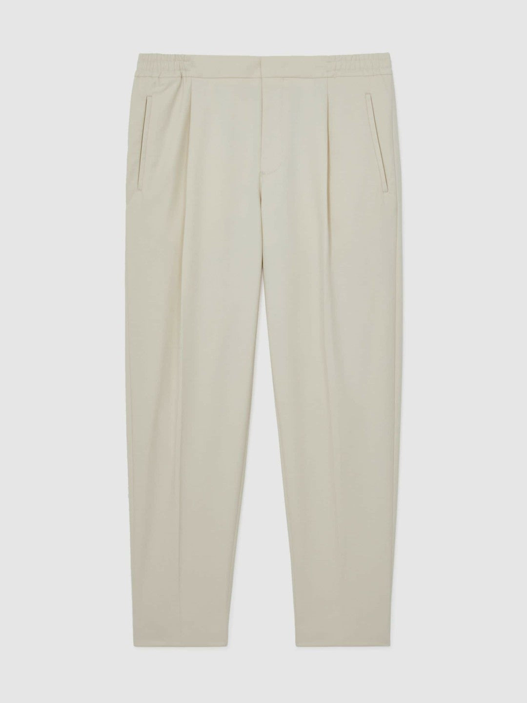 Tapered Drawstring Tailored Trousers in Ecru | Reiss Men Premium