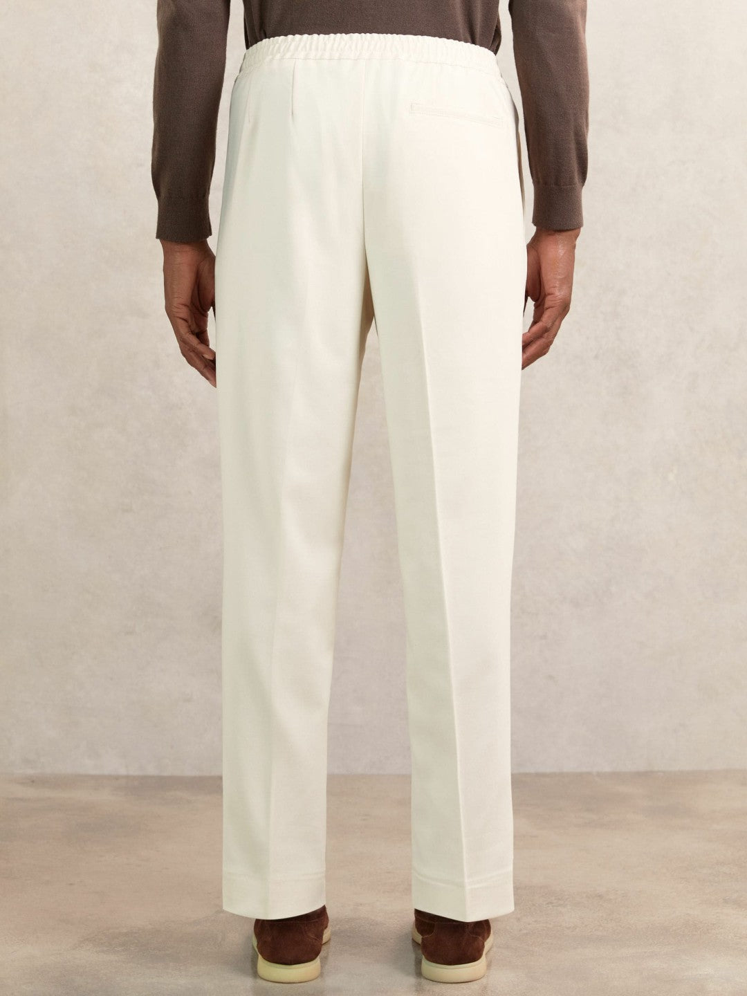 Tapered Drawstring Tailored Trousers in Ecru | Reiss Men Premium