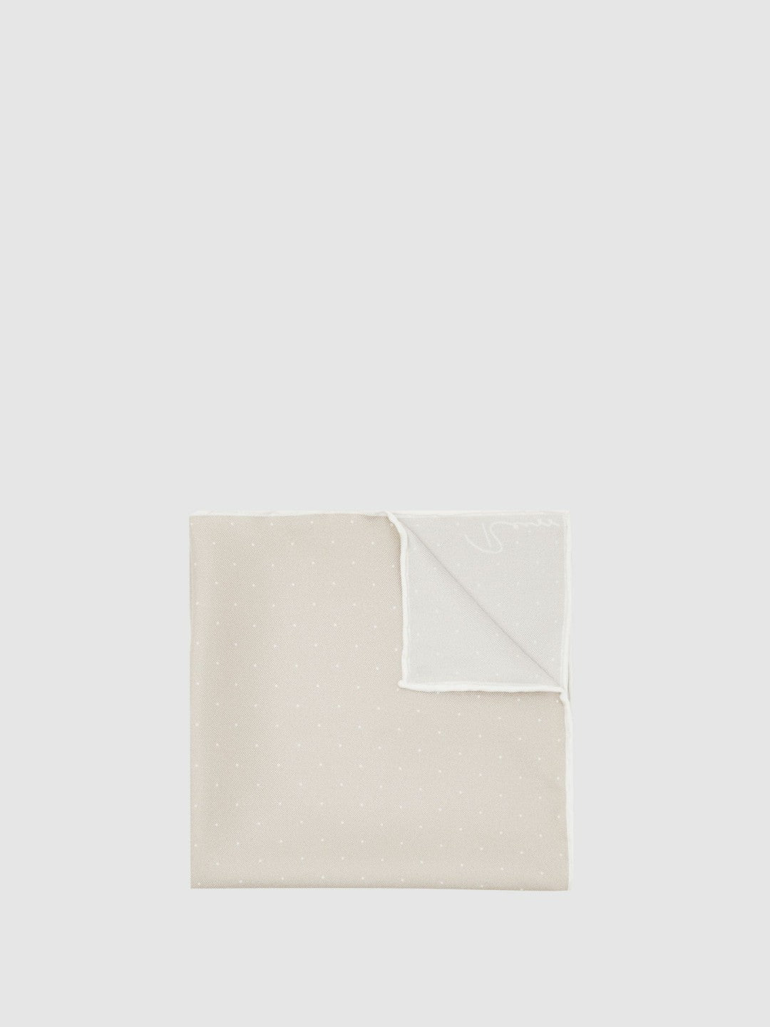 Silk Polka Dot Pocket Square in Champagne | Reiss Men New